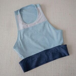 Athleisure Outdoor Voices Women's Blue Sports Bra Crop Top with Cut Out Band